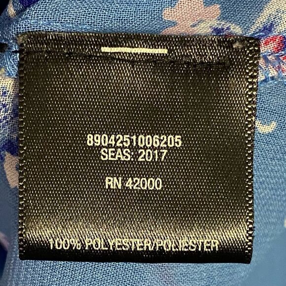 Attention Blue Floral Sleeveless Blouse Womens Size Large Lightweight Semi Sheer - Picture 5 of 6